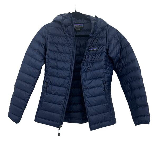Patagonia Women's Down Sweater Hoody Down jacket Navy Blue Size XXS NWOT - Picture 5 of 13